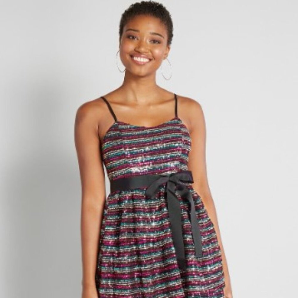 Modcloth Glistening Rainbows Sequin Mini Dress UK 8 / US 4 New Years Eve Holiday